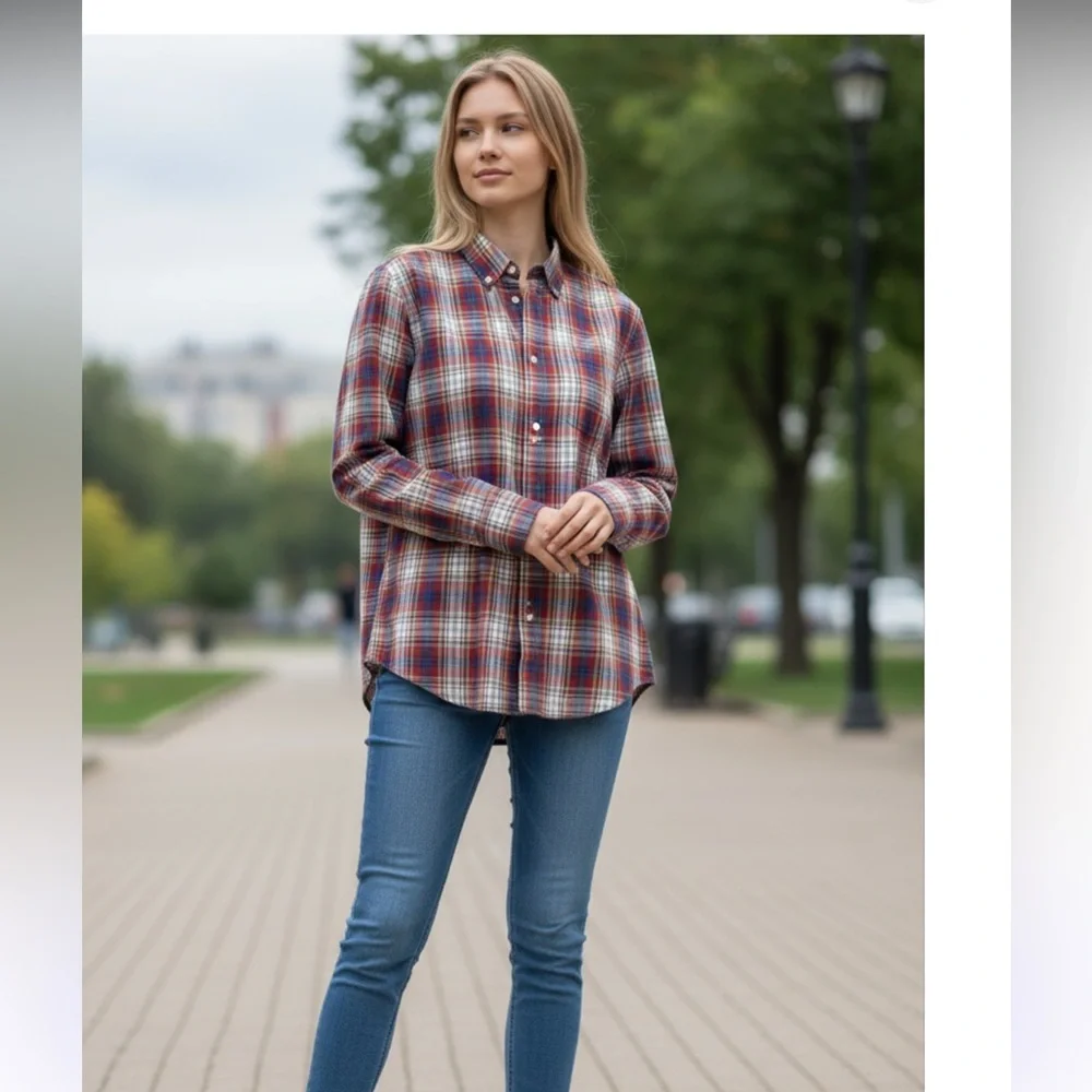 NWT J Crew Plaid Slim Secret Wash Cotton Poplin Shirt Size Small Preppy Academia